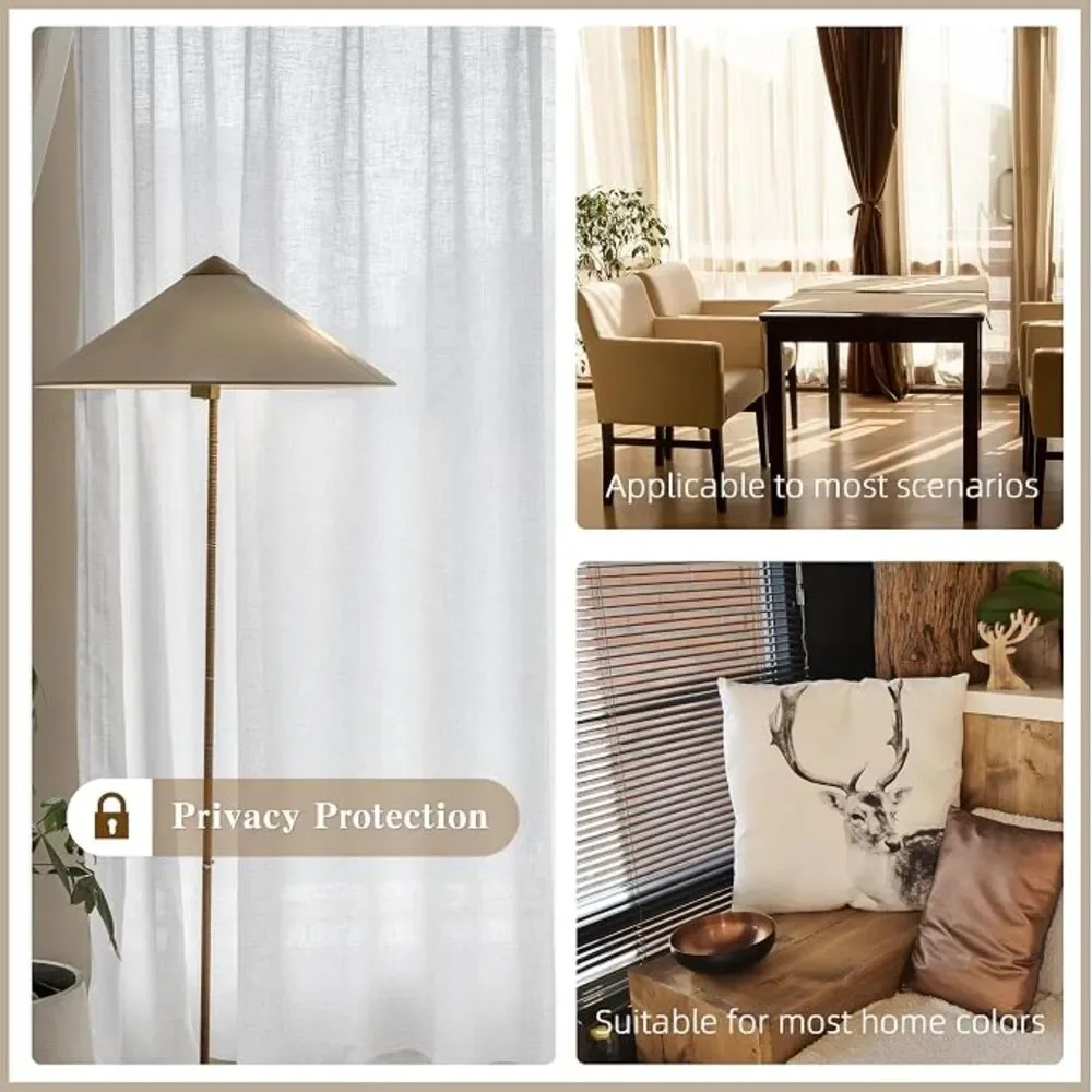 Brand New Maiher White Linen Texture Pinch Pleated Curtain 72